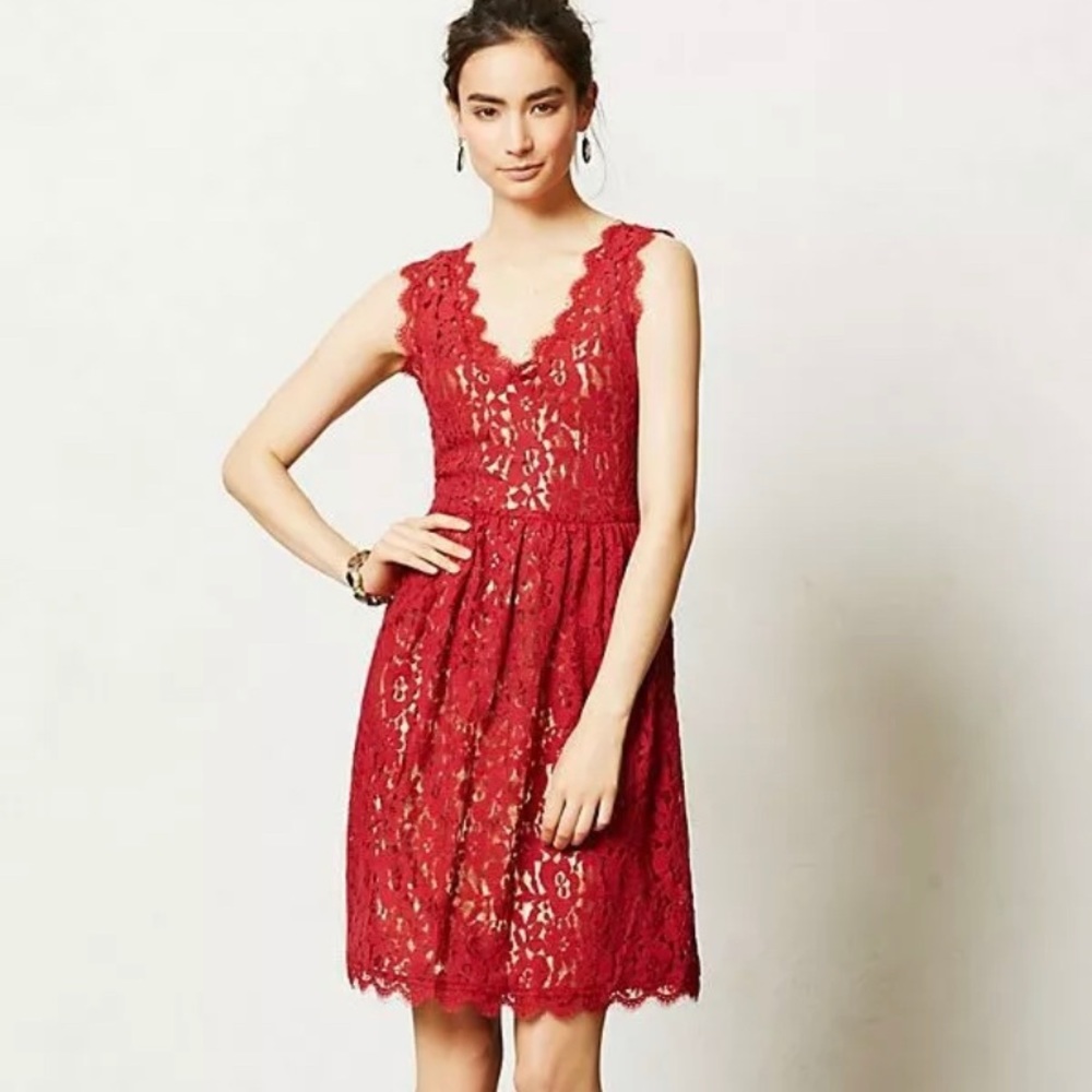Anthropologie Red Dress M
